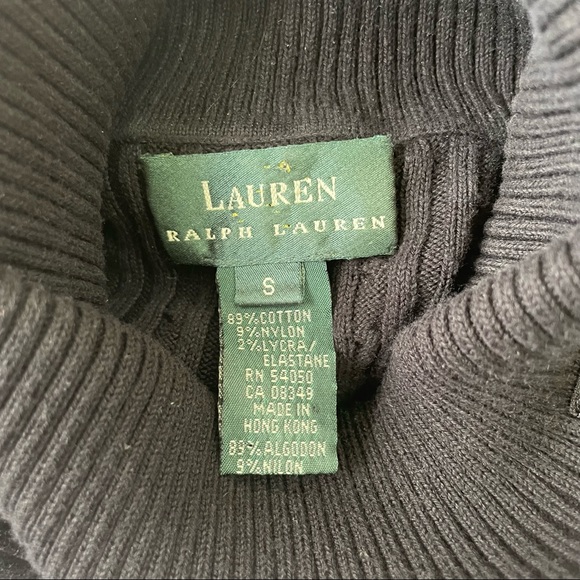 Lauren by Ralph Lauren Cotton Turtleneck Cable-Knit Sweater Black Size S - Picture 3 of 5